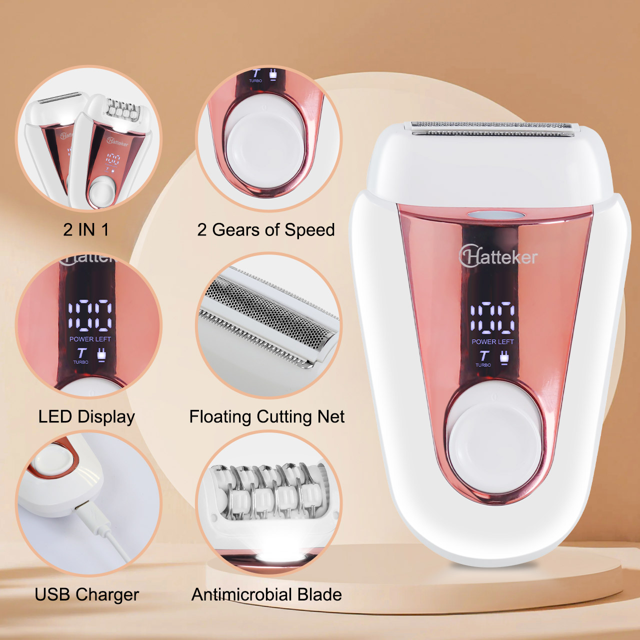 Hatteker 2-in-1 Rechargeable E - Epilator Wireless review and price